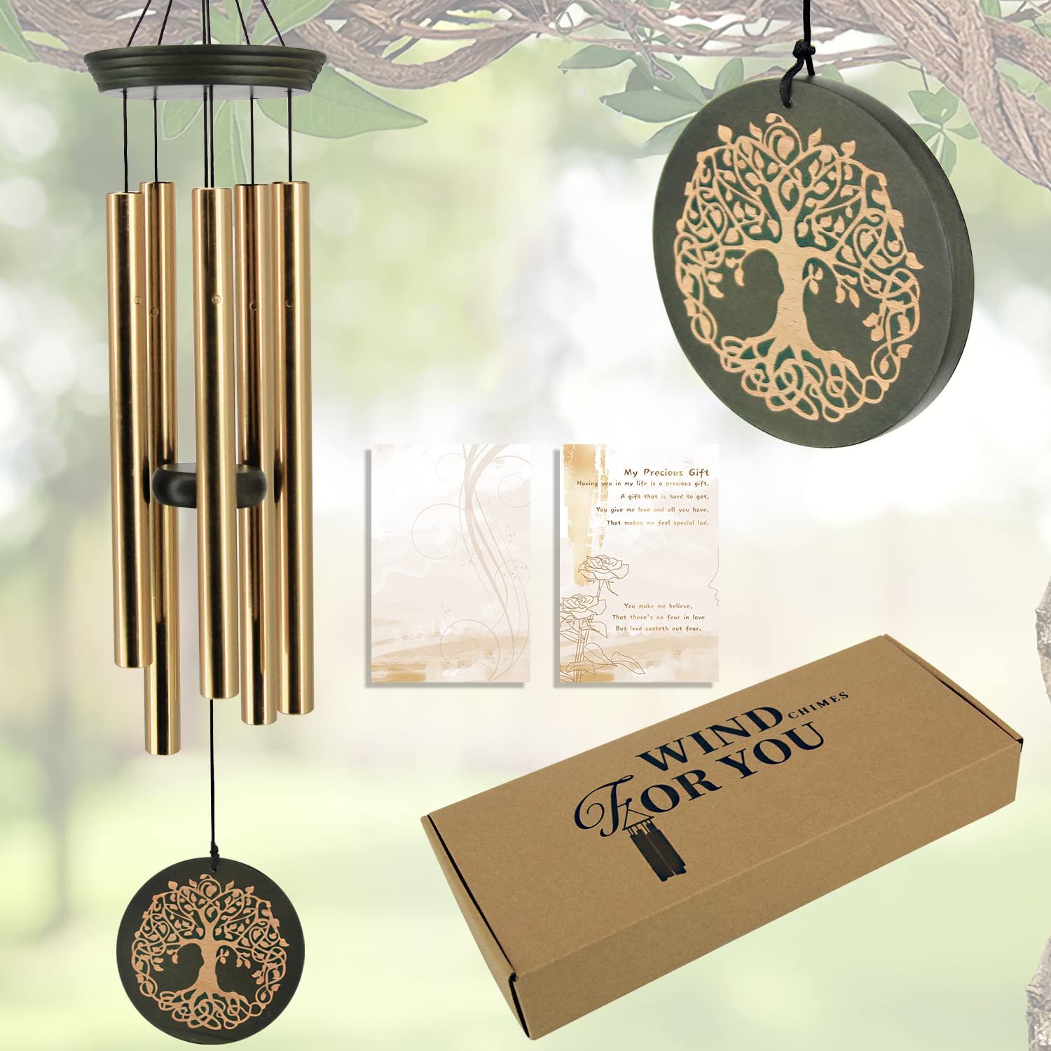 Wind Chimes Outdoor Deep Tone,30 Inch Memorial Windchimes For Loss Of Loved One Engrave Tree Of Life,Sympathy Wind Chimes Gifts